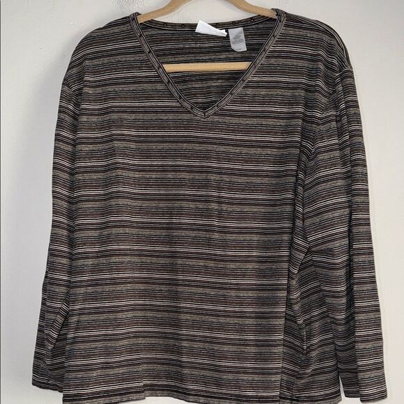 Liz Claiborne Striped Top with Grommet Accents - Picture 1 of 6